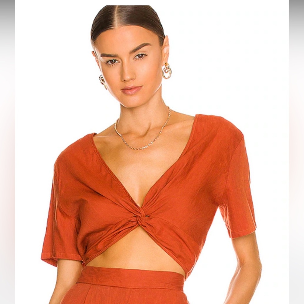 NWT - Monrow Linen Twist Top in Faded Rust
